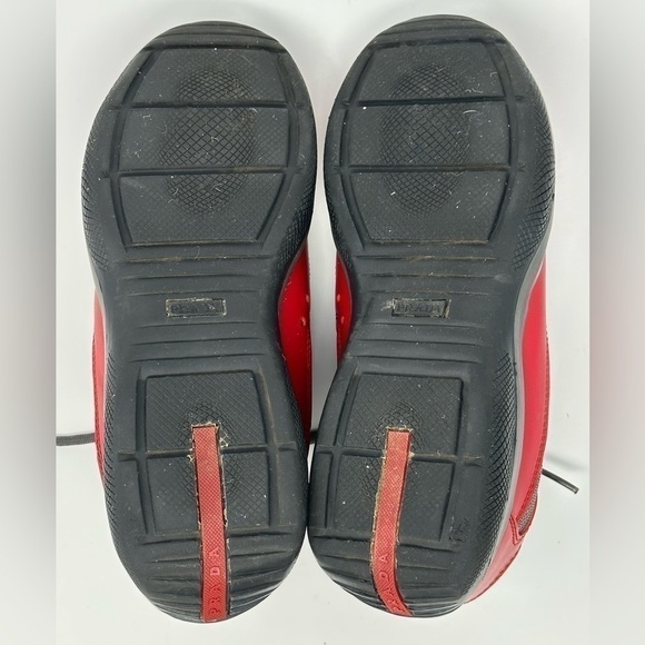 Prada Red & Gray America's Cup Leather Sneaker Size 10 - Picture 9 of 13
